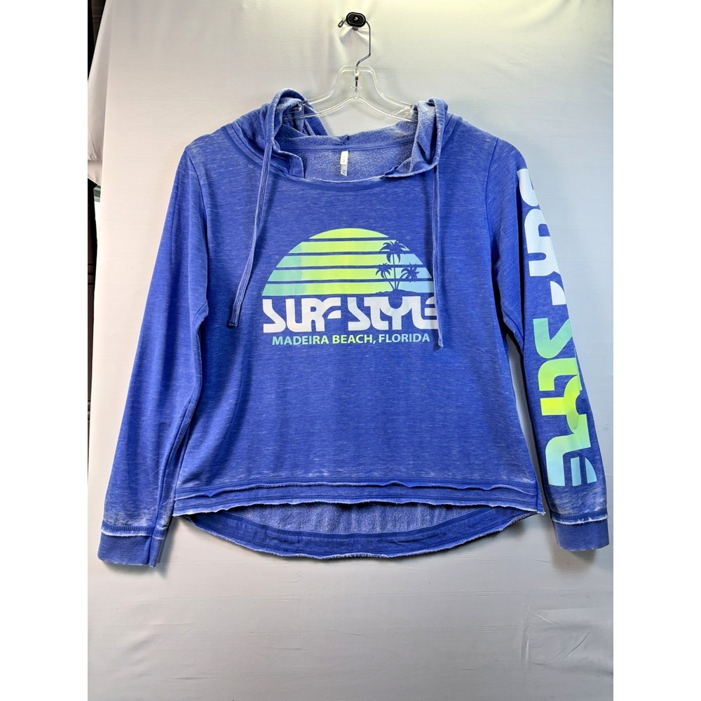 U.S. Apparel Womens Blue Madeira Beach Florida Pullover Hoodie Surf Style XL